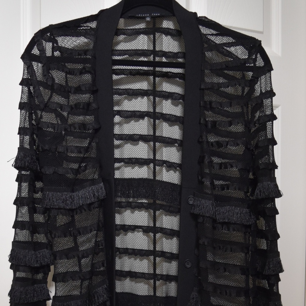 Ruffled and Tulle Long Cardigan